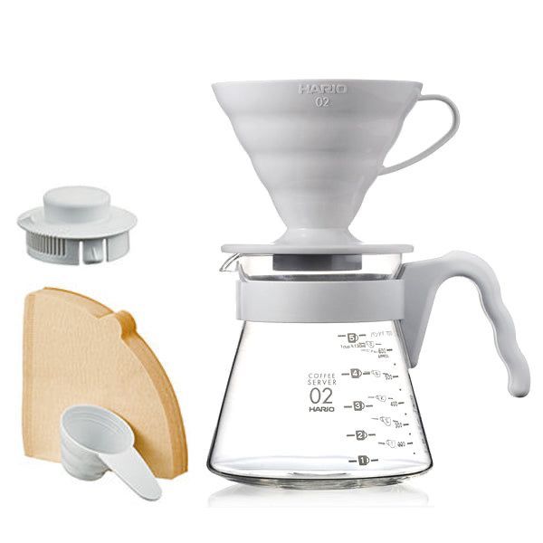 Hario V60-02 Coffee Server Set - Pale Grey